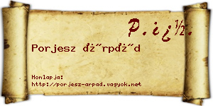 Porjesz Árpád névjegykártya